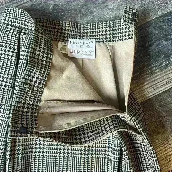 Vintage Houndstooth Ultra Suede Bill Blass Blassport Skirt Size 6 - Picture 4 of 7